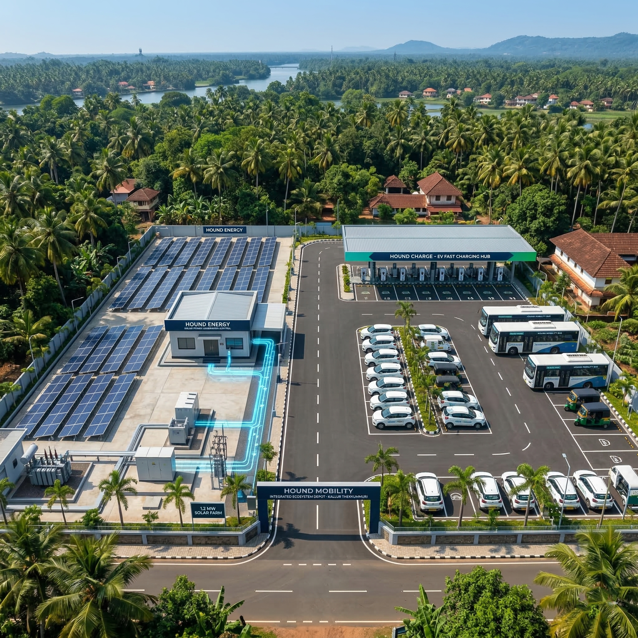 Community charging hub with renewable energy