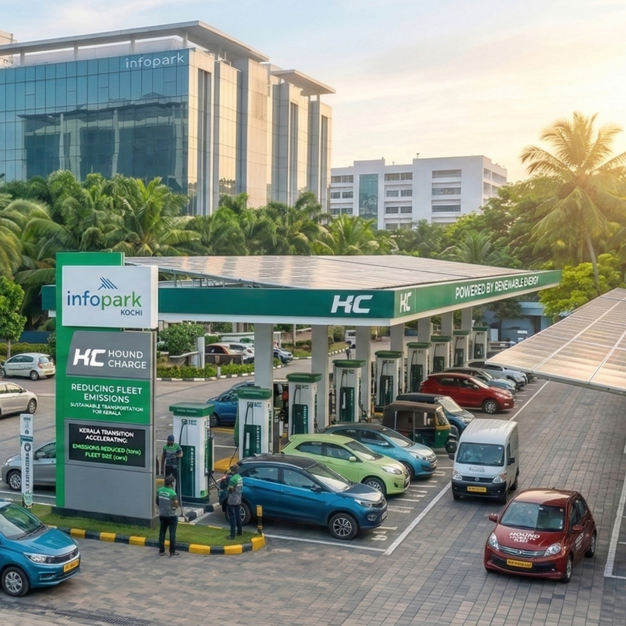 EV fleet charging achievement illustration